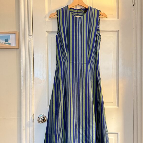 COS Green & Blue Striped Midi Dress 💚💙 - Picture 1 of 4